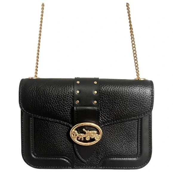 Coach Handbags - NWT Coach Georgie Black Pebbled Leather Shoulder/Crossbody with Rivets